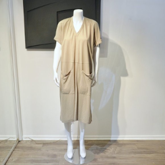 Khaki Twill Maxi Sacque Dress - Picture 2 of 7